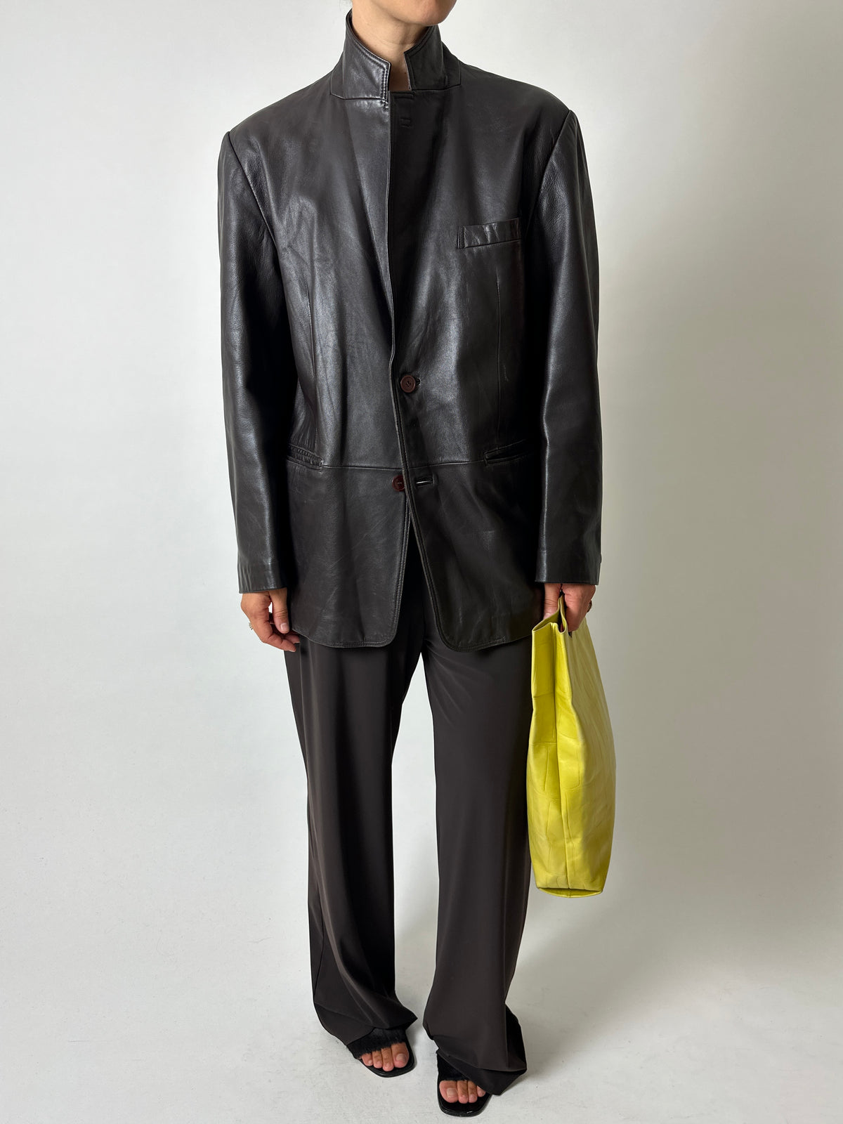 Vintage Balmain leather blazer | Dark brown