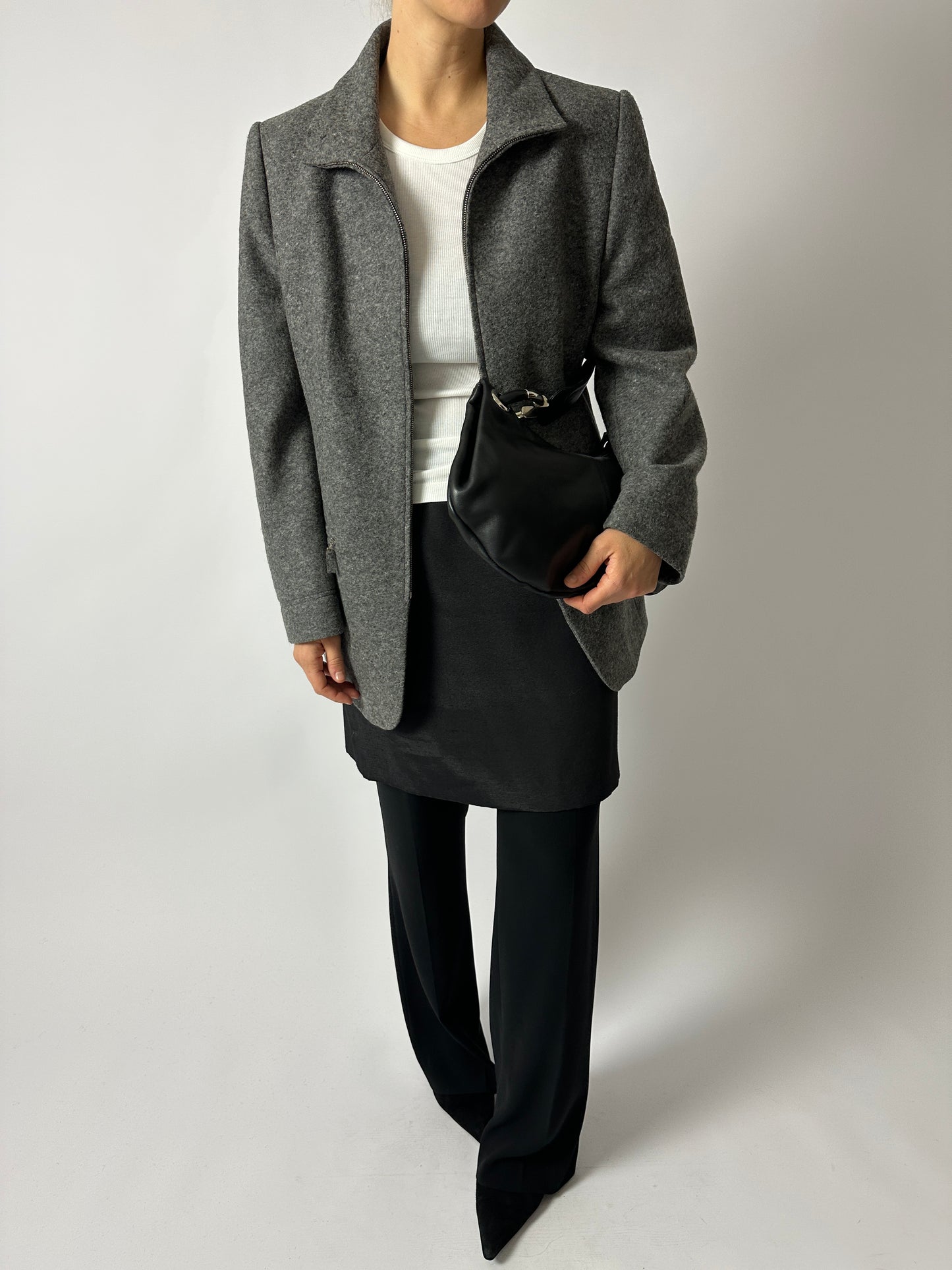 Wool zip coat | Grey