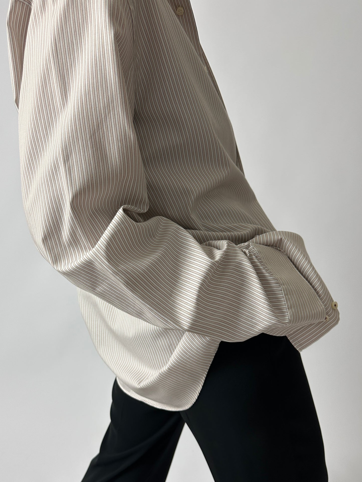 Oversized striped shirt | Off white | Beige