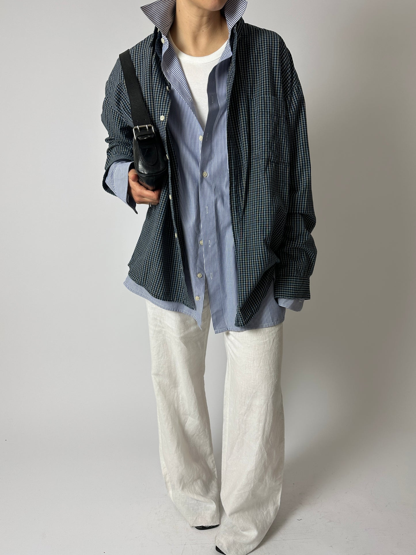 Oversized striped shirt | Blue / Off white
