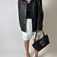 Leather faded jacket | Black