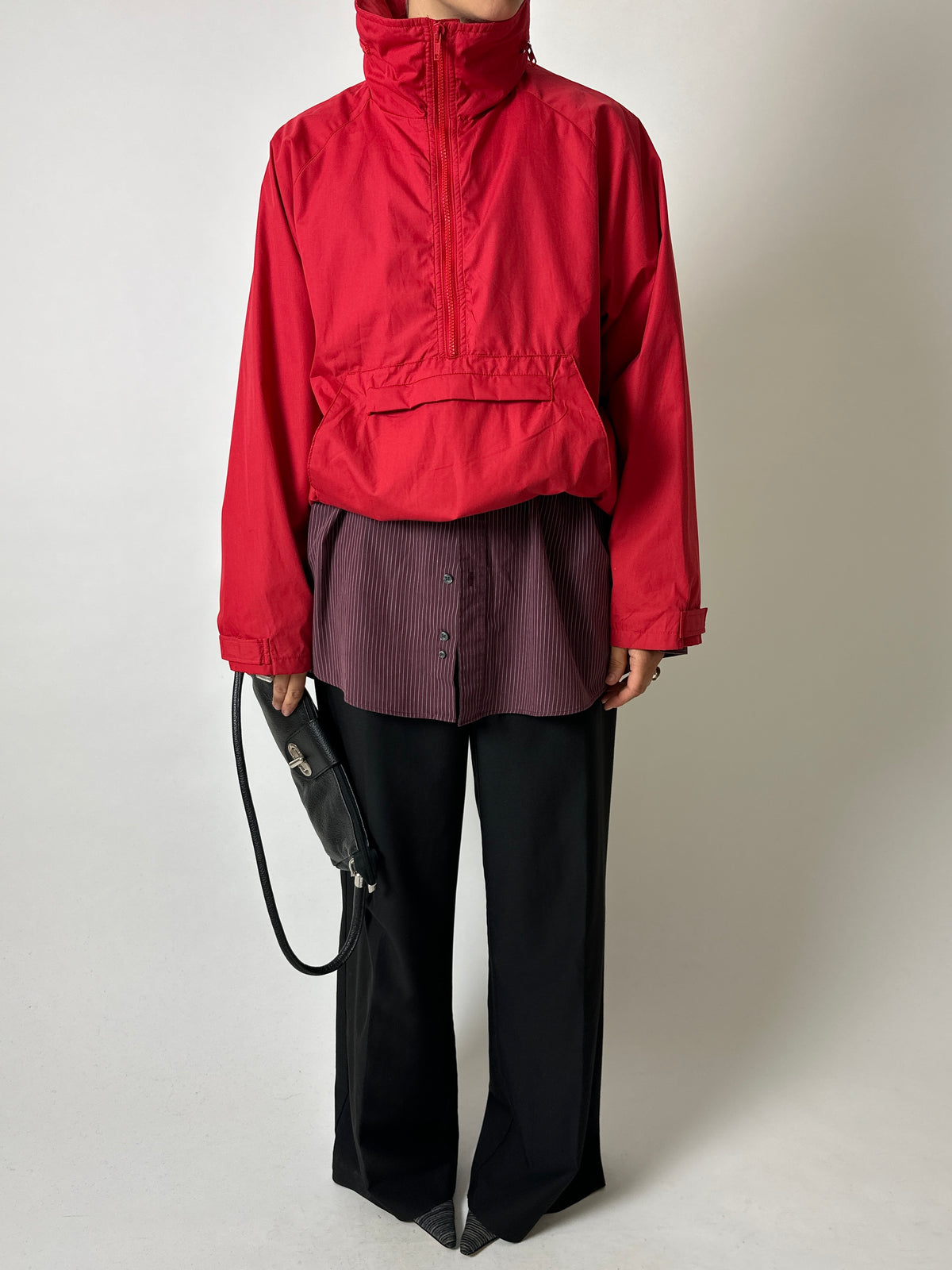 Funnel-neck Anorak Windbreaker | Red