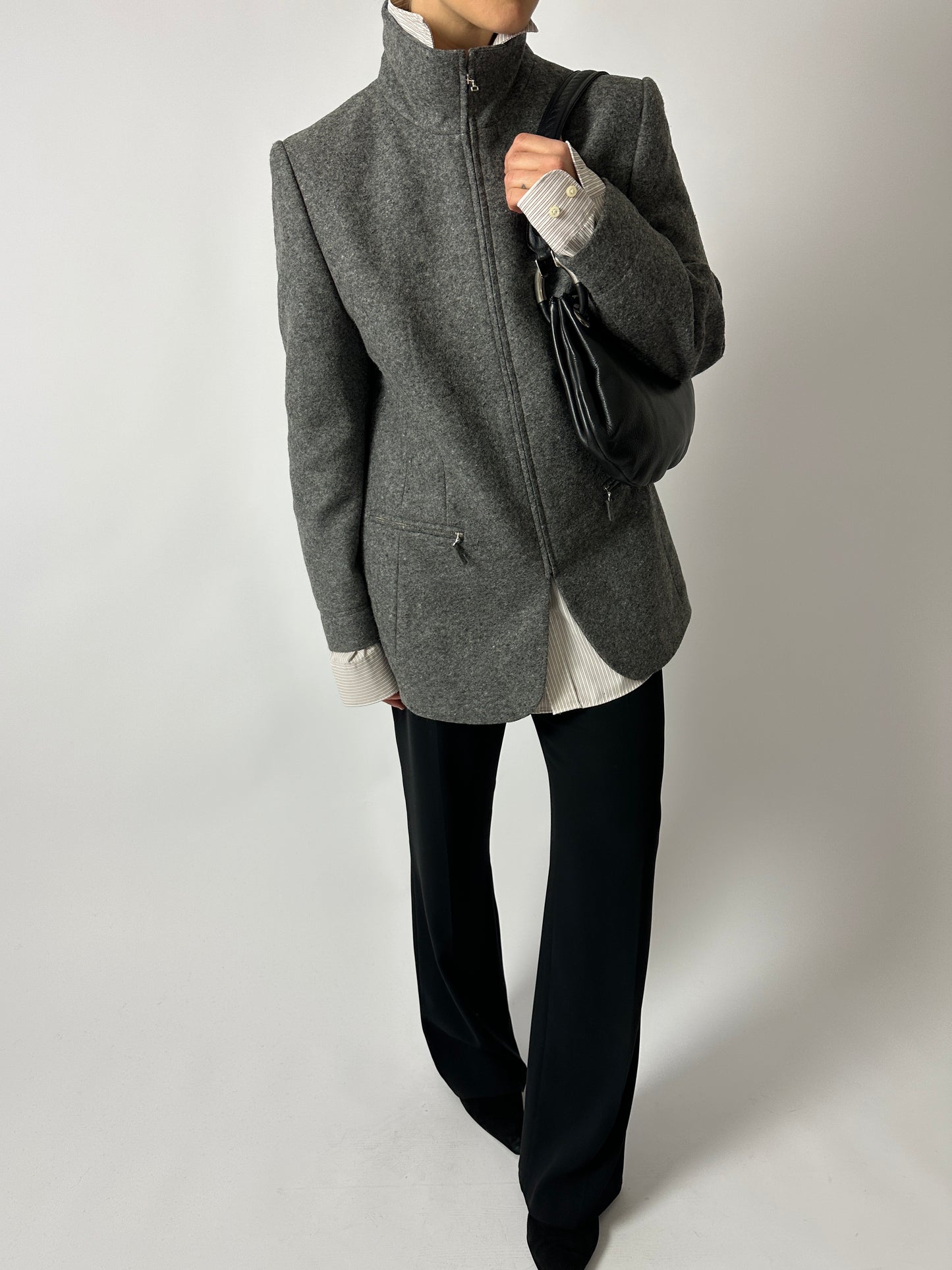 Wool zip coat | Grey
