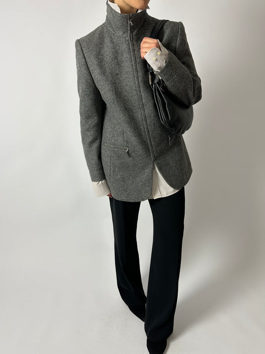 Wool zip coat | Grey