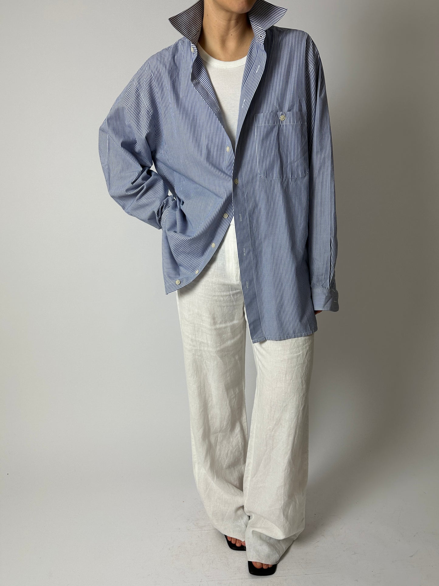 Oversized striped shirt | Blue / Off white