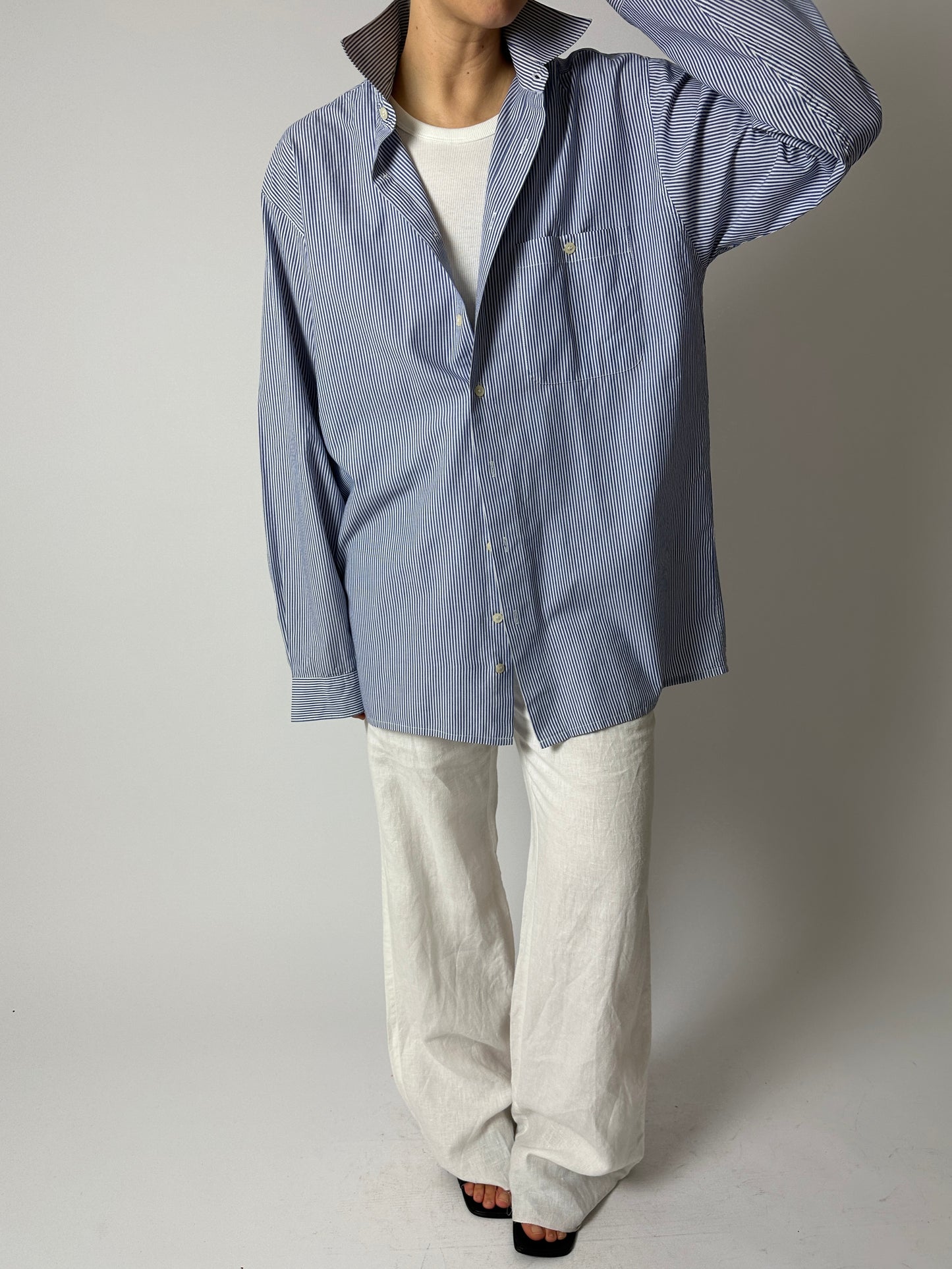 Oversized striped shirt | Blue / Off white