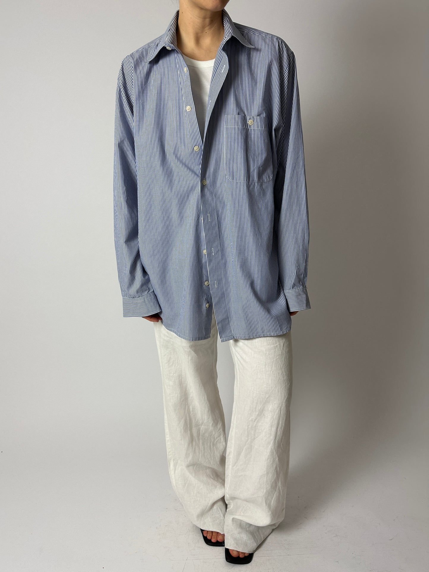 Oversized striped shirt | Blue / Off white