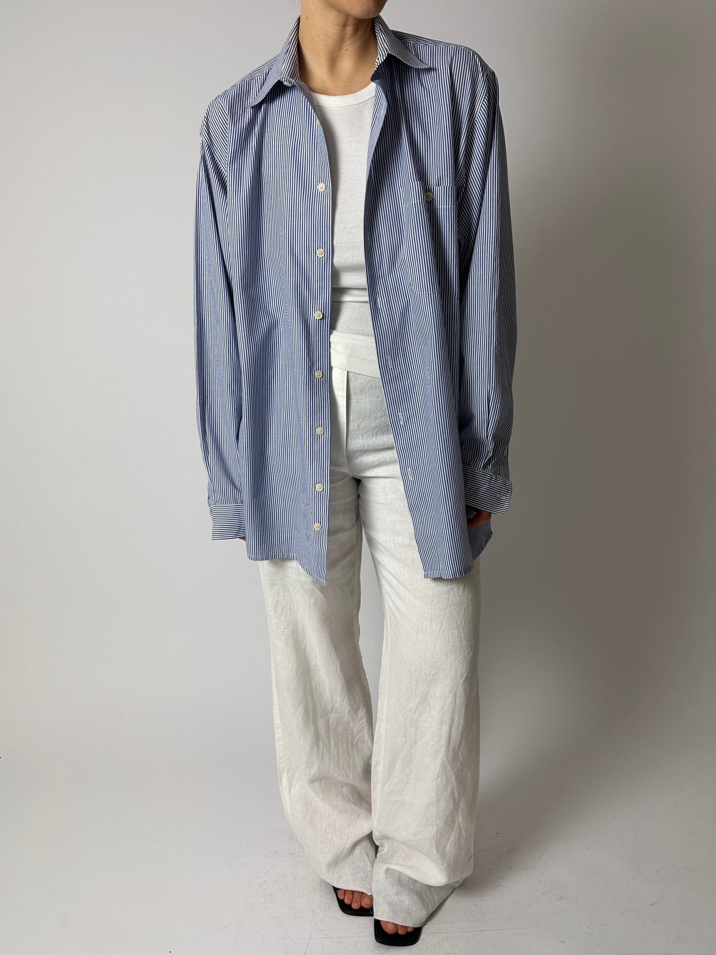 Oversized striped shirt | Blue / Off white