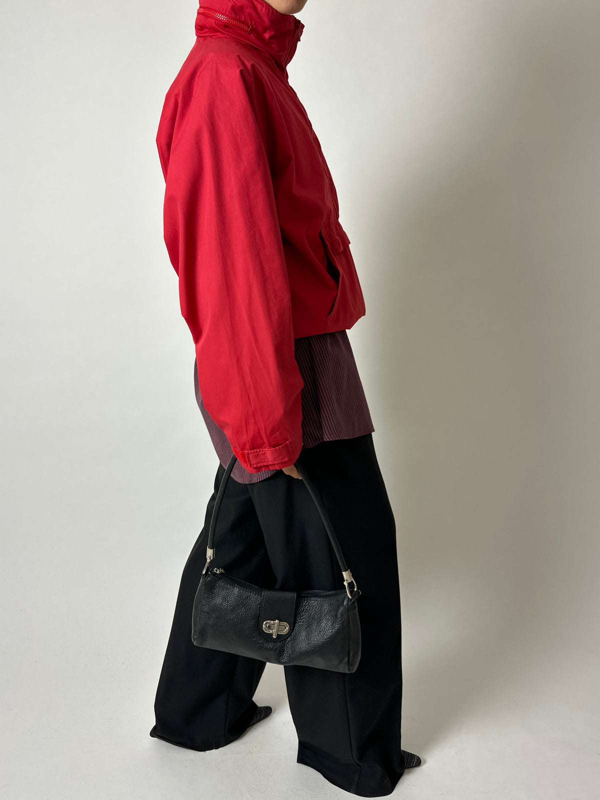 Funnel-neck Anorak Windbreaker | Red