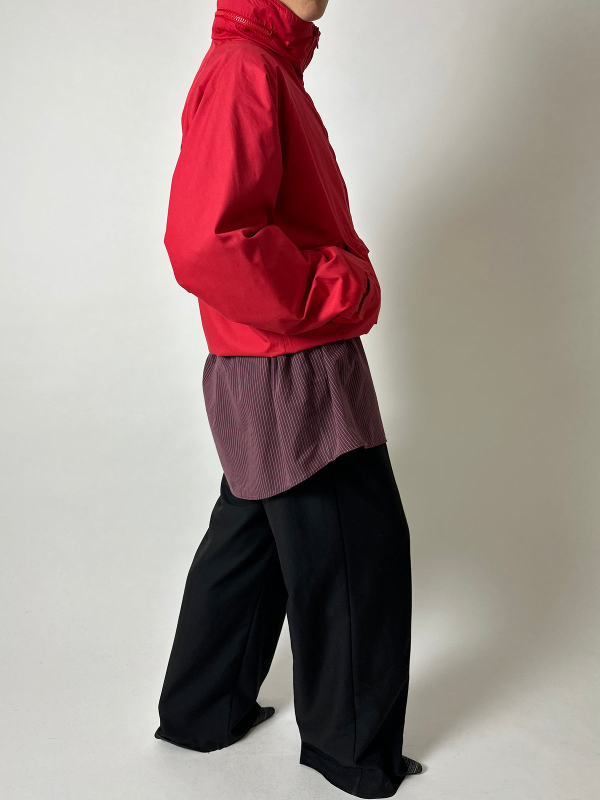 Funnel-neck Anorak Windbreaker | Red