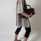 Cotton striped shirt | Black / Brown