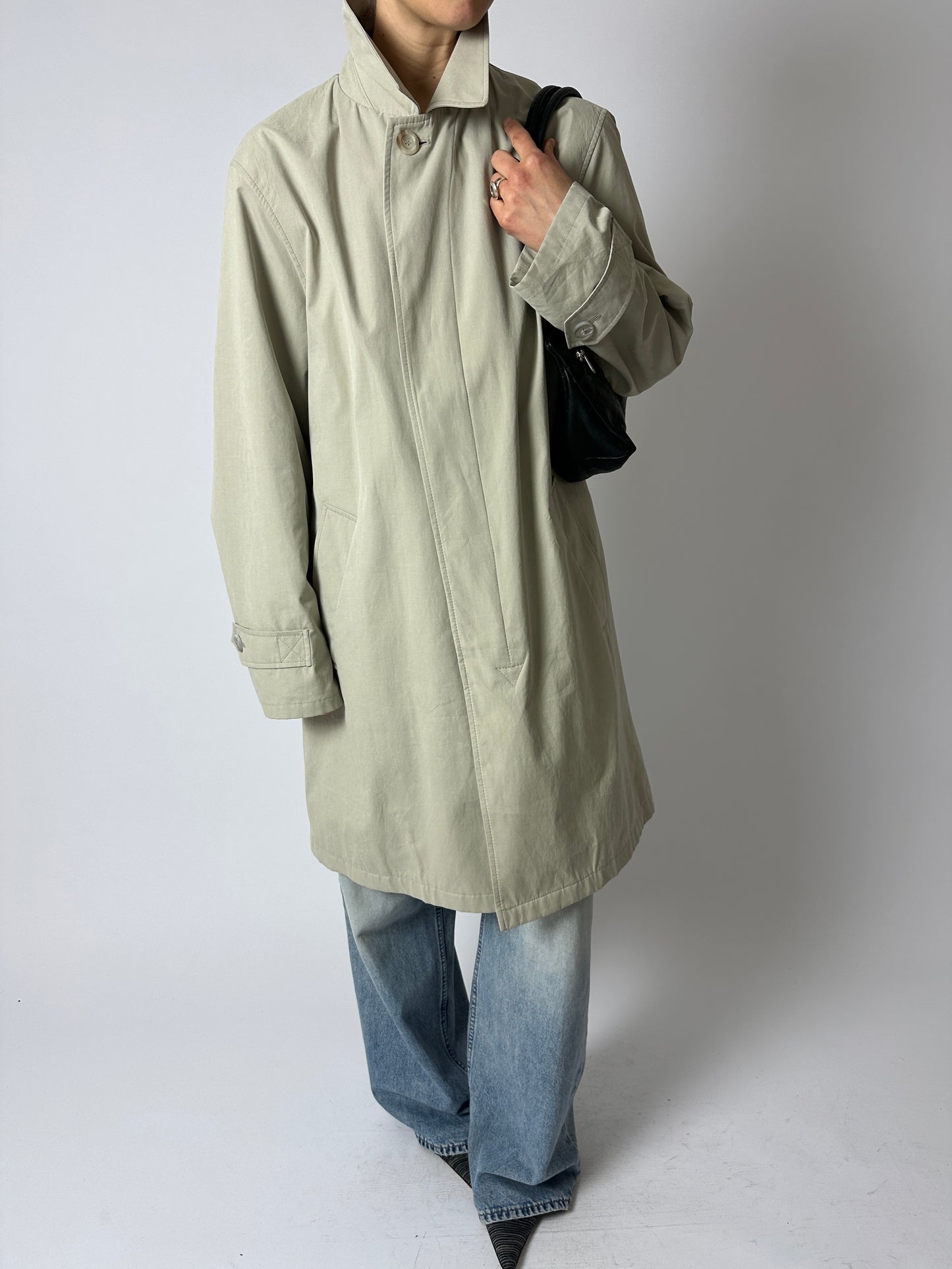 Long Mac coat | Grey / green