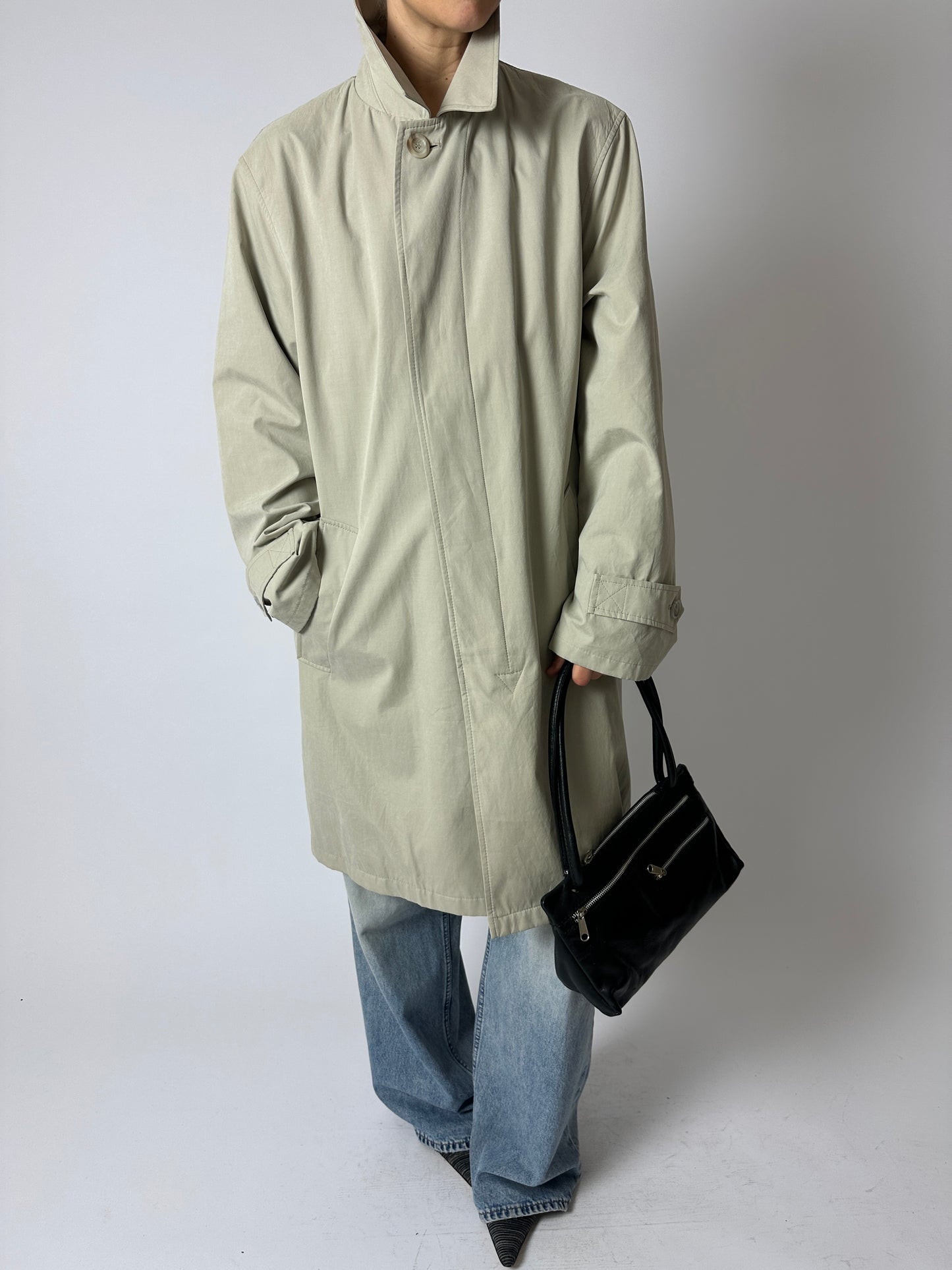 Long Mac coat | Grey / green