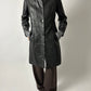 Croc-embossed leather coat | Black