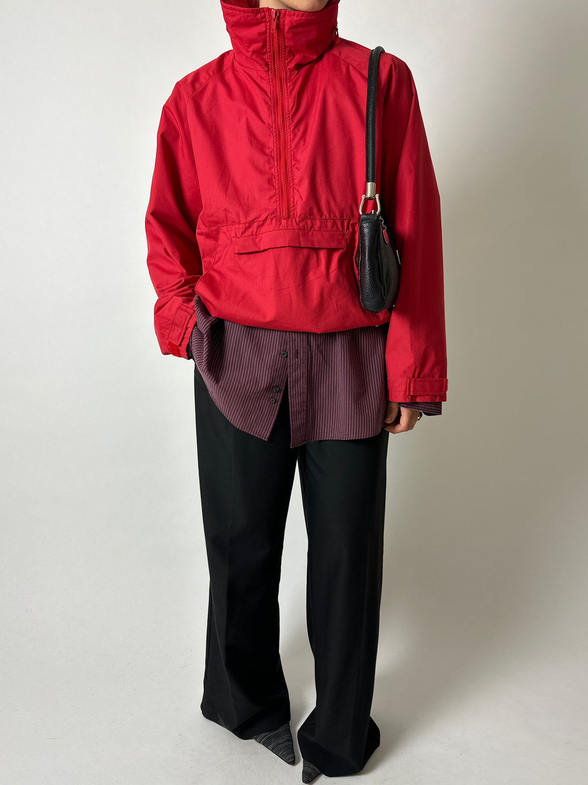 Funnel-neck Anorak Windbreaker | Red