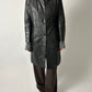 Croc-embossed leather coat | Black