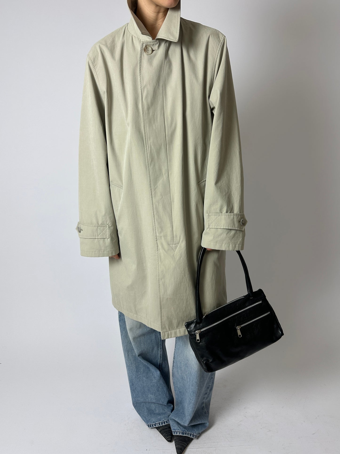 Long Mac coat | Grey / green
