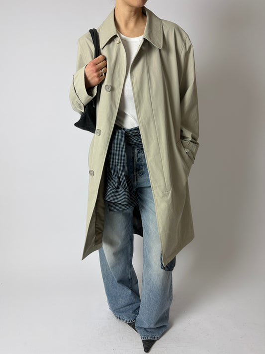 Long Mac coat | Grey / green
