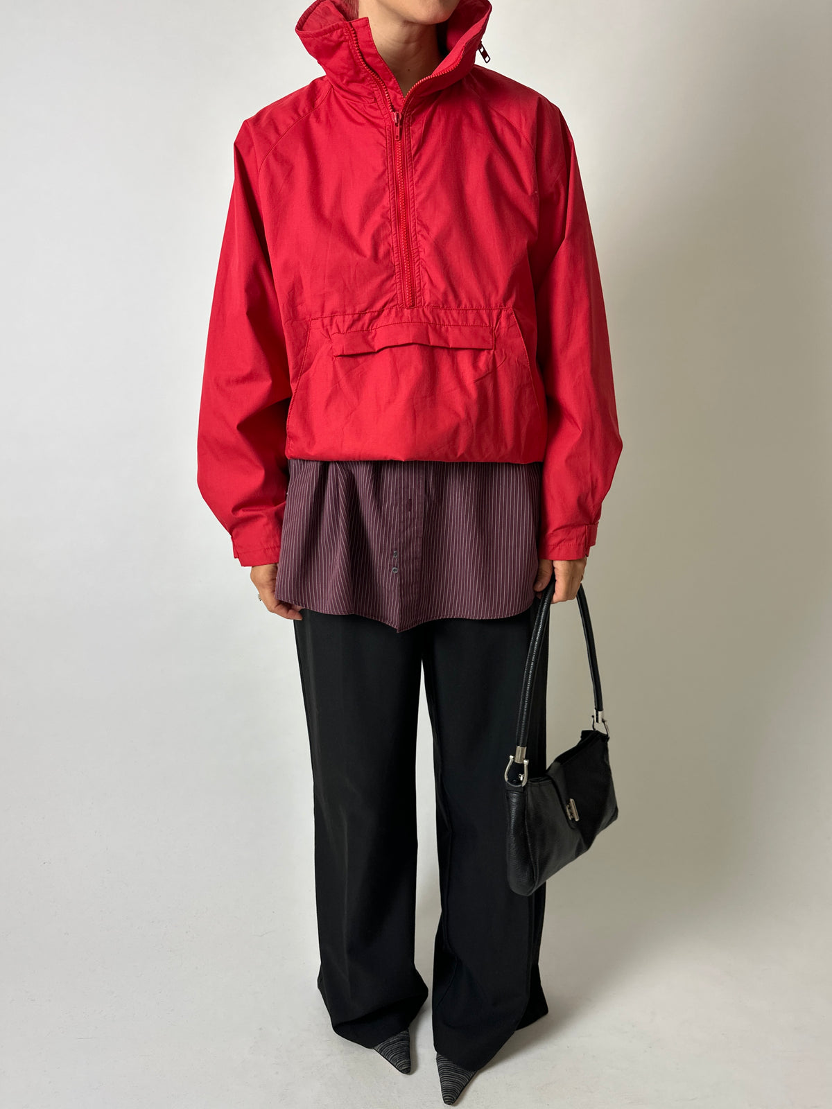 Funnel-neck Anorak Windbreaker | Red