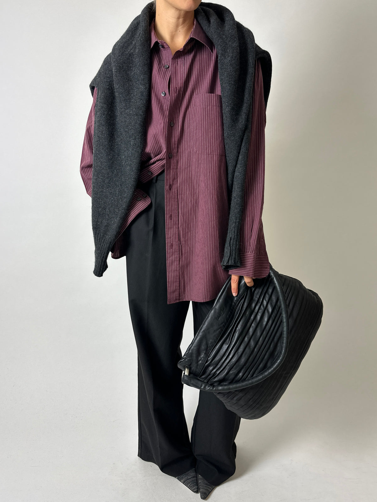 Relaxed fit striped shirt | Bordeaux / white
