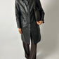 Croc-embossed leather coat | Black