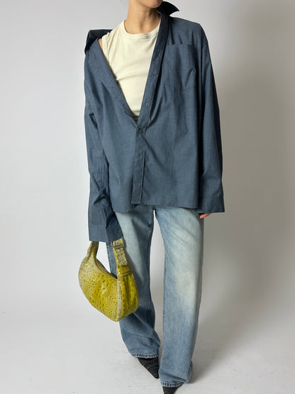 Relaxed cotton blend shirt | Denim blue
