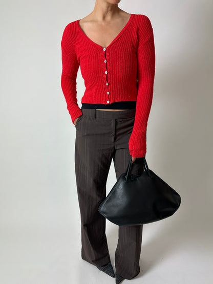 Cropped cardigan | Bright red
