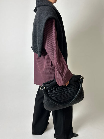 Relaxed fit striped shirt | Bordeaux / white