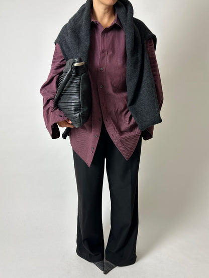 Relaxed fit striped shirt | Bordeaux / white