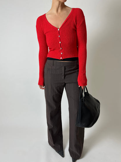 Cropped cardigan | Bright red