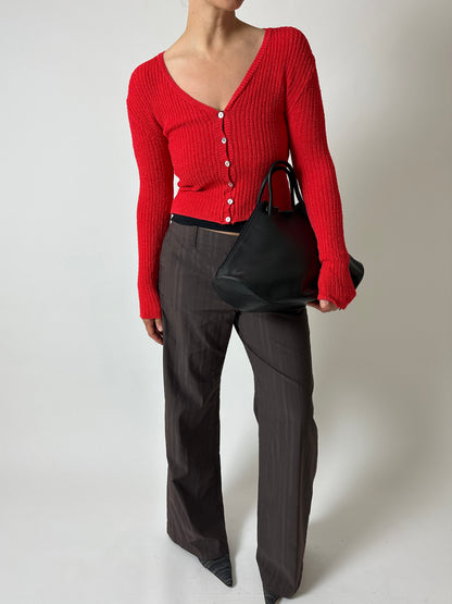 Cropped cardigan | Bright red
