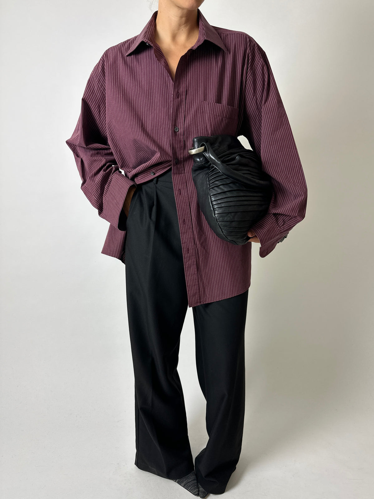 Relaxed fit striped shirt | Bordeaux / white