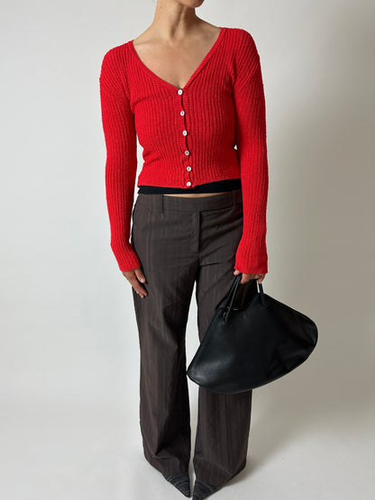 Cropped cardigan | Bright red