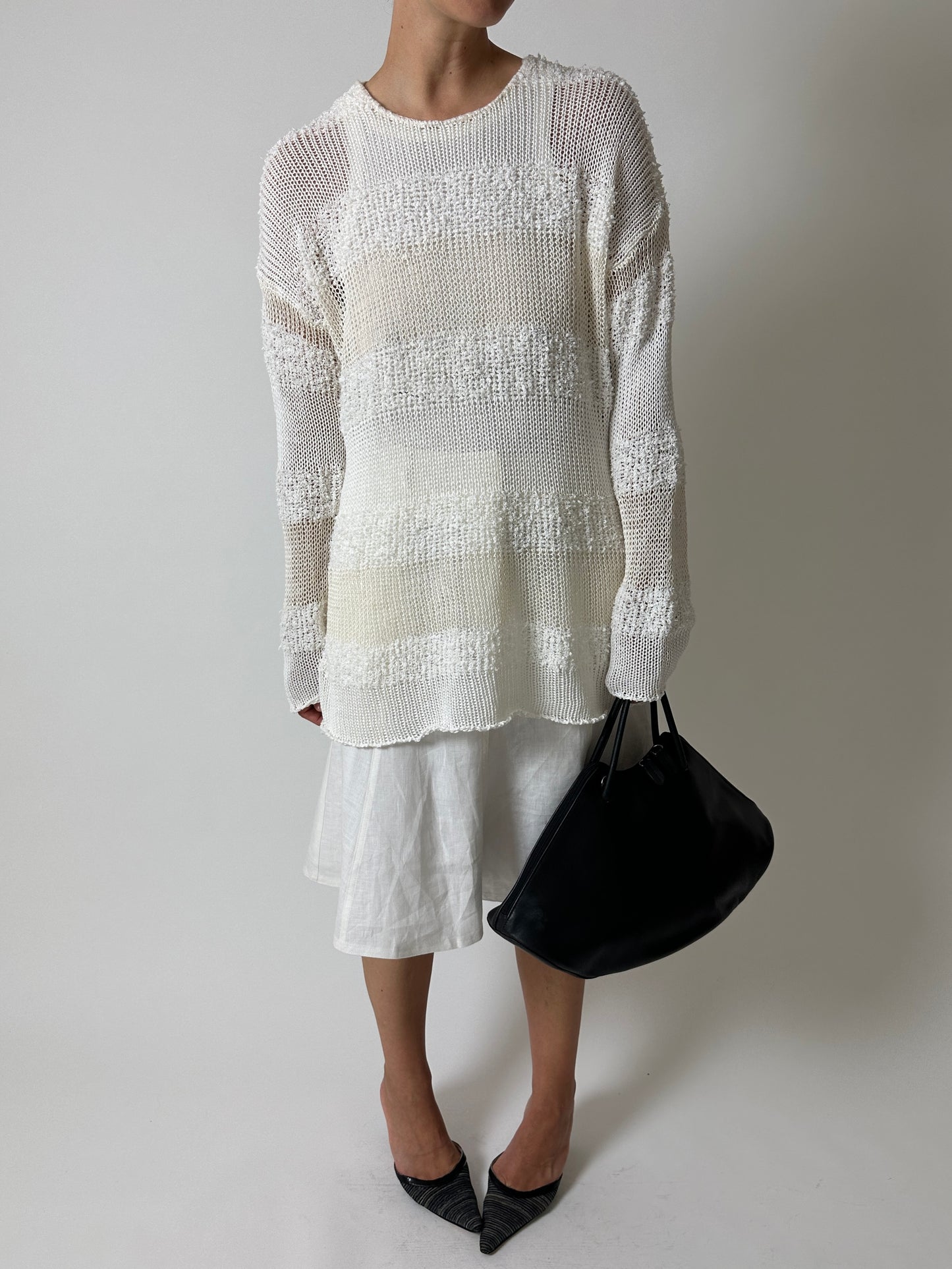Striped knitted sweater | Off white