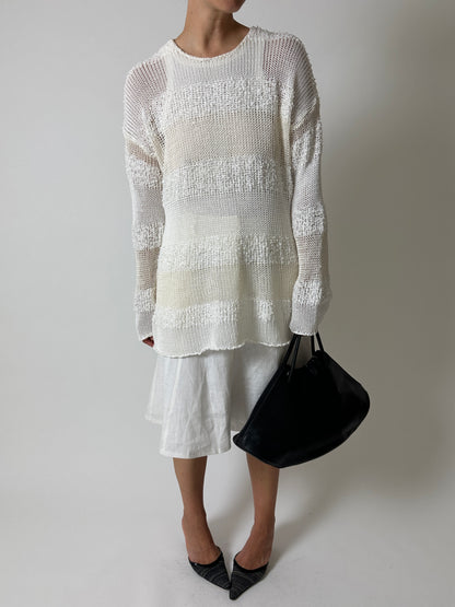 Striped knitted sweater | Off white
