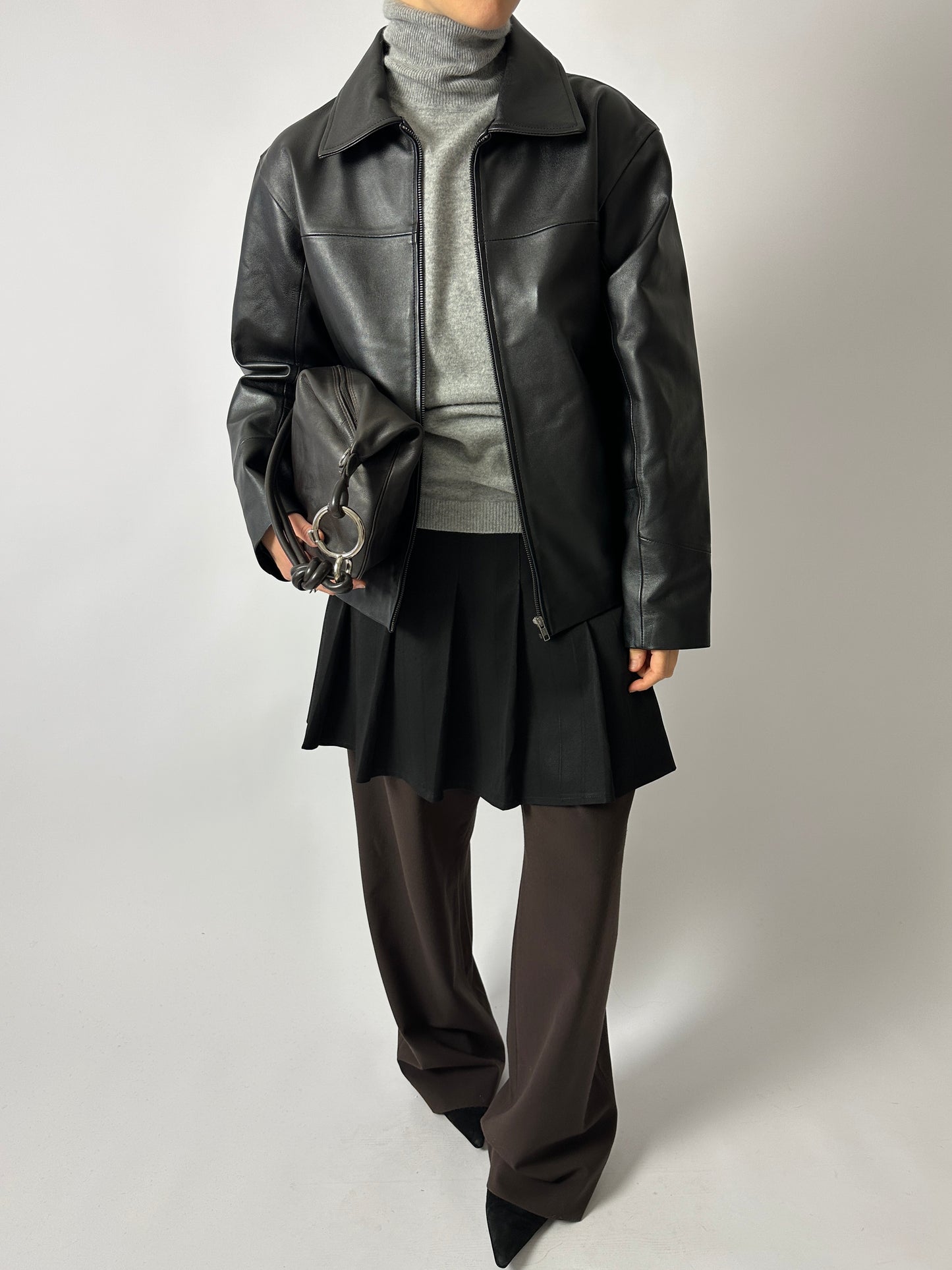 Leather shoulder bag | Dark Brown