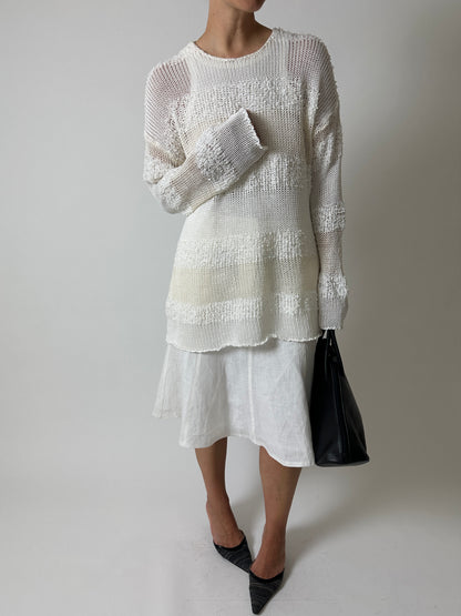 Striped knitted sweater | Off white