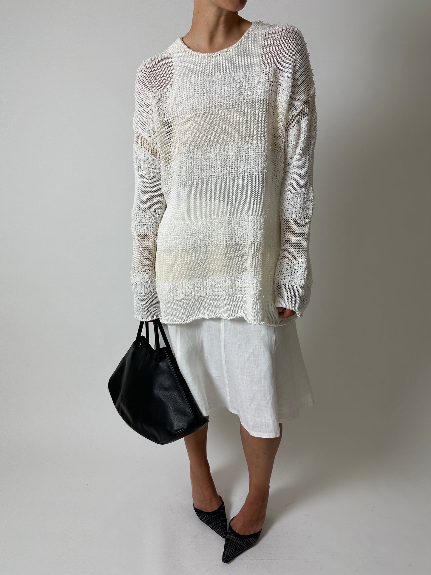 Striped knitted sweater | Off white
