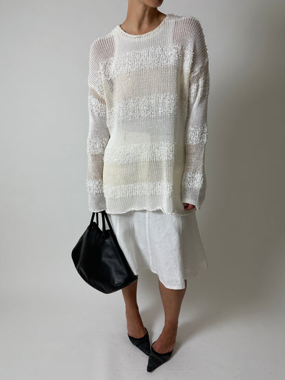 Striped knitted sweater | Off white