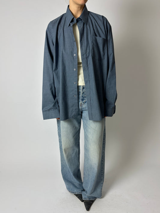 Relaxed cotton blend shirt | Denim blue