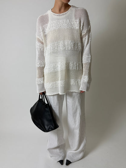Striped knitted sweater | Off white