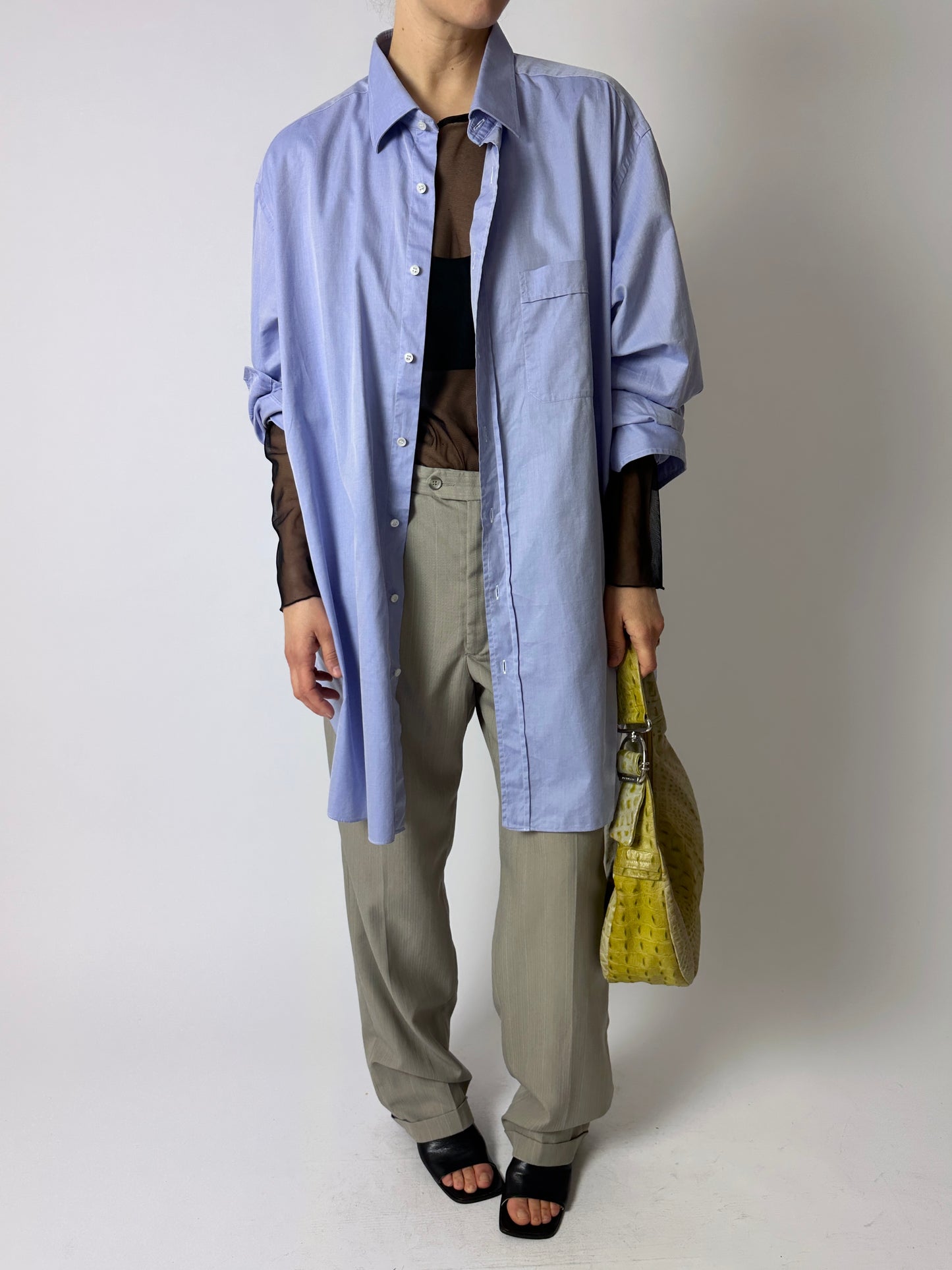 Tailored wool blend trousers | Grey / green