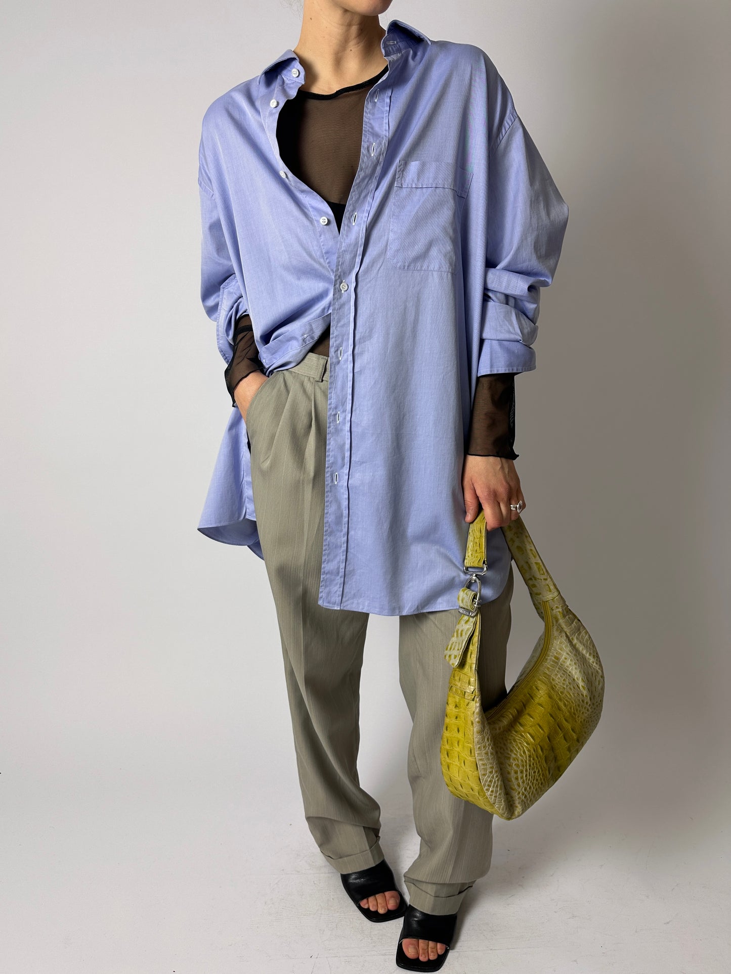 Classic satin cotton shirt | Blue