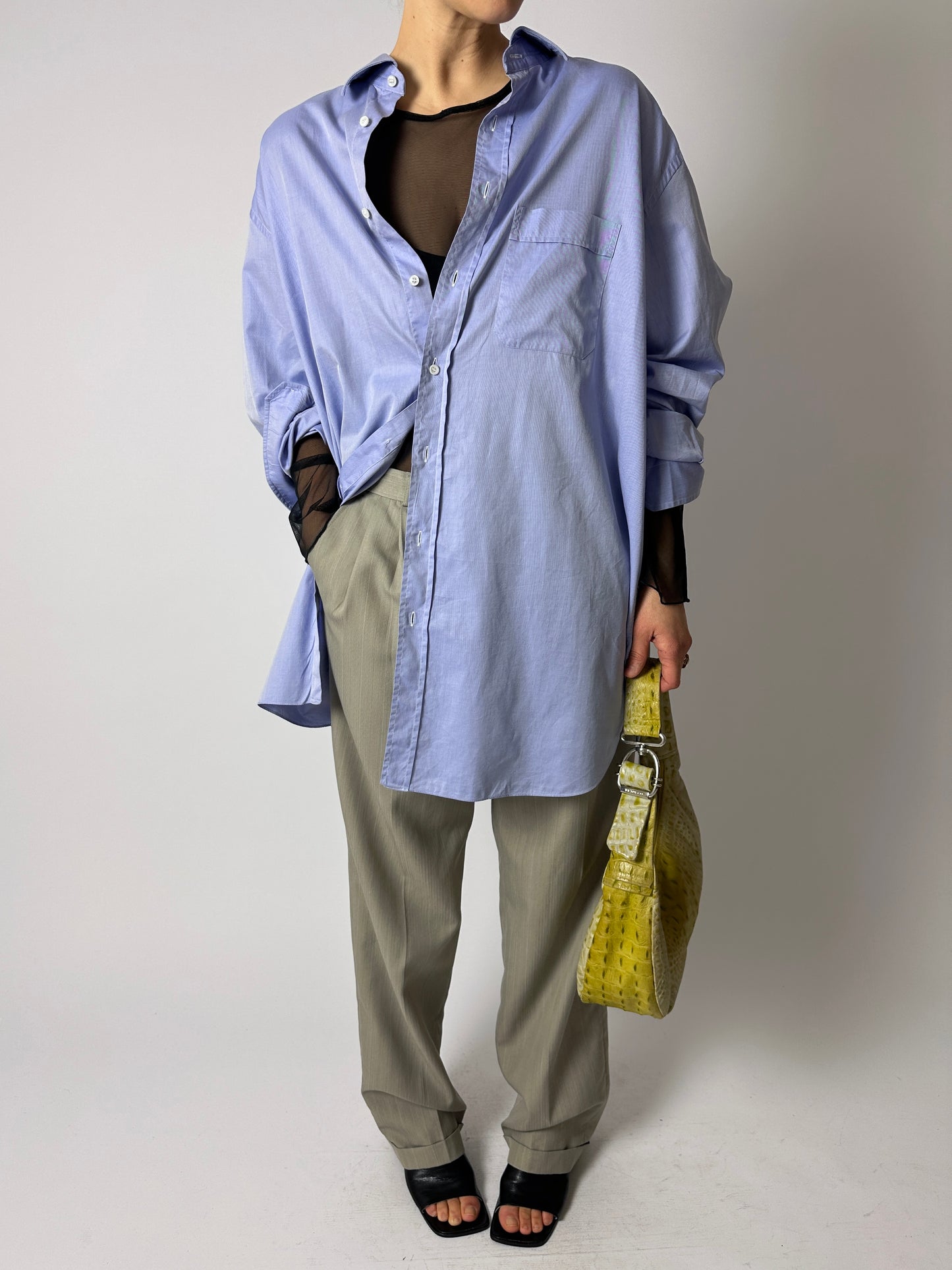 Classic satin cotton shirt | Blue