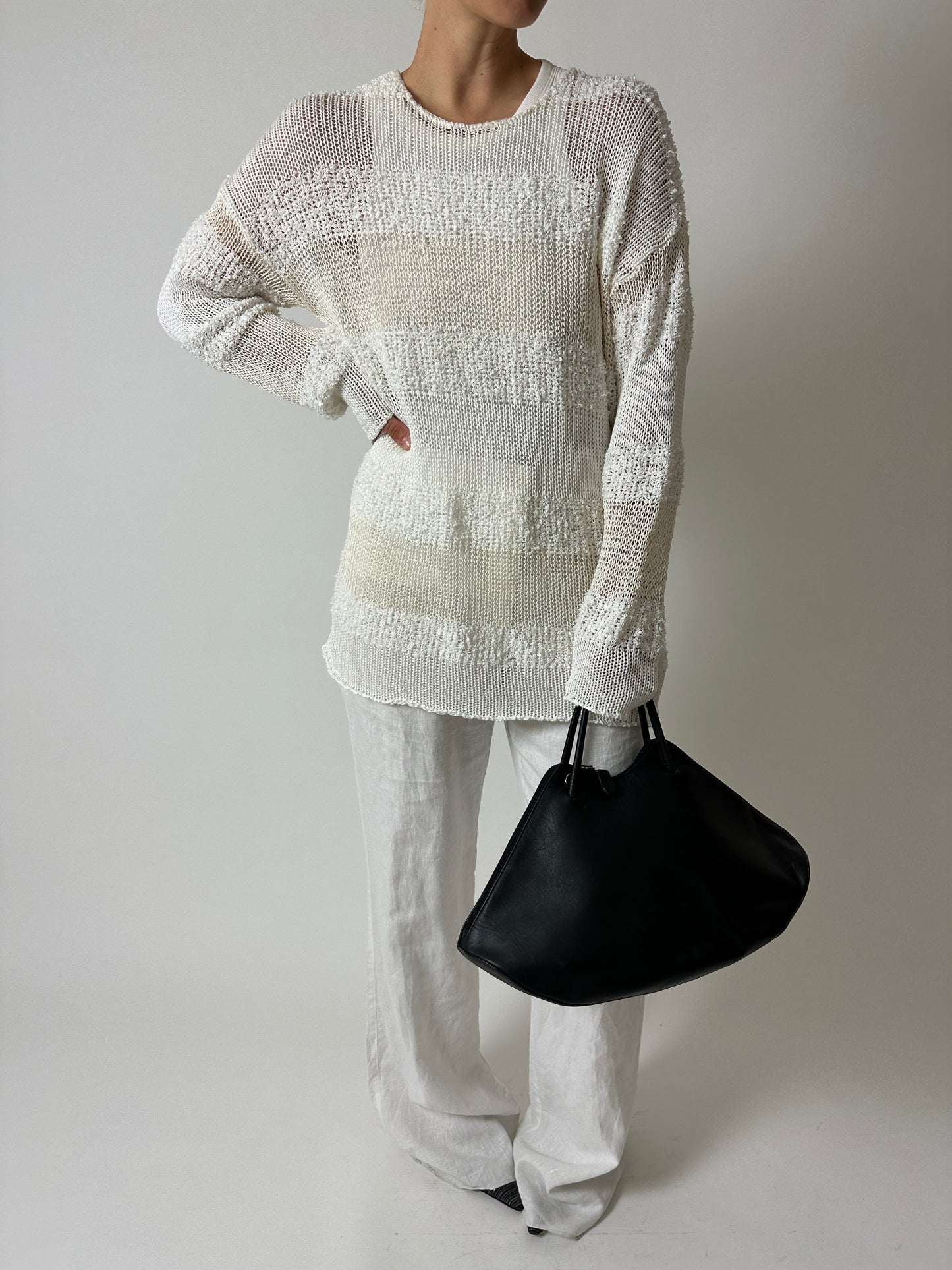Striped knitted sweater | Off white