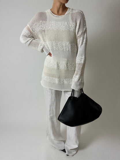 Striped knitted sweater | Off white