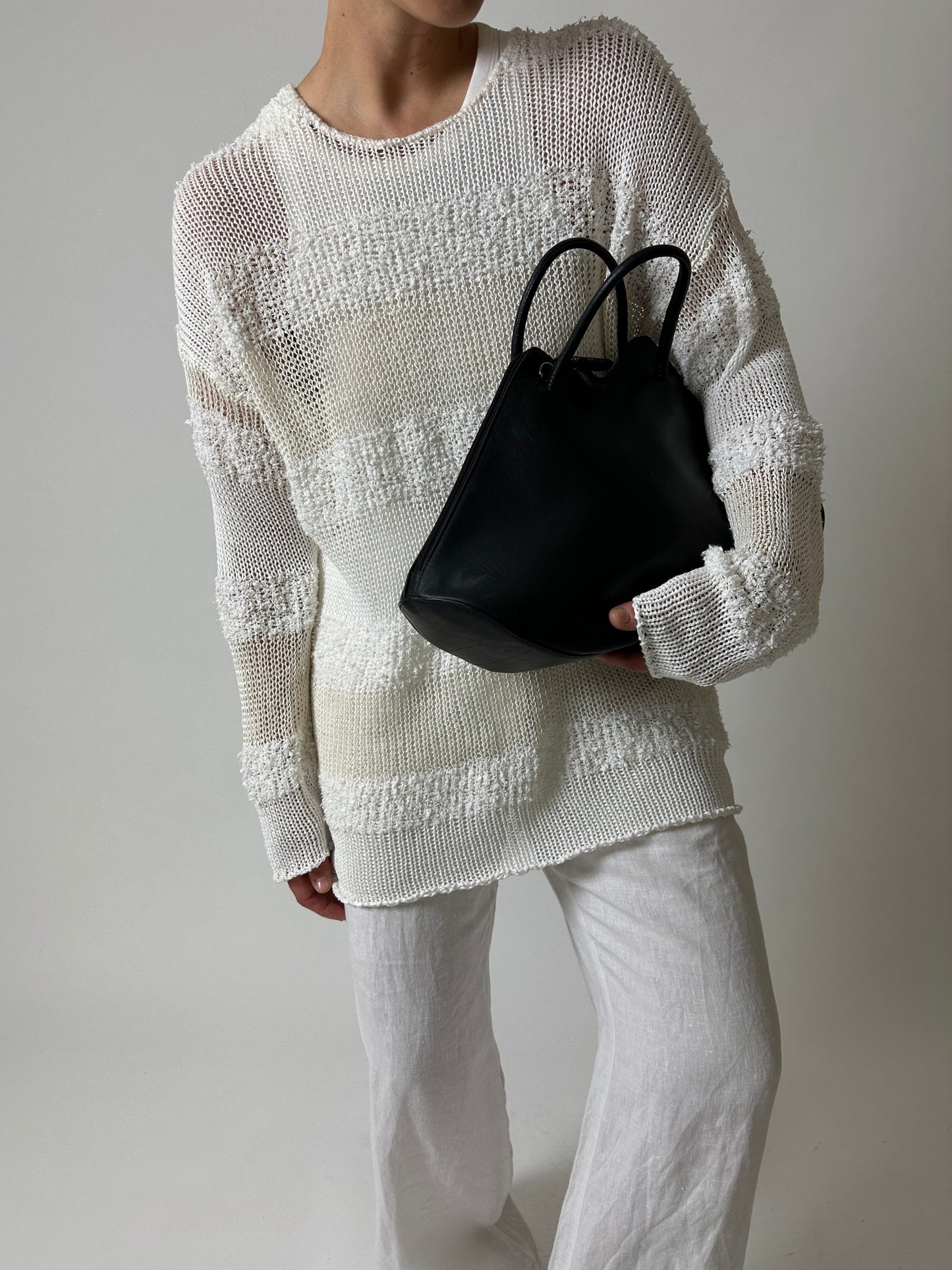 Striped knitted sweater | Off white