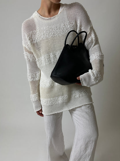 Striped knitted sweater | Off white