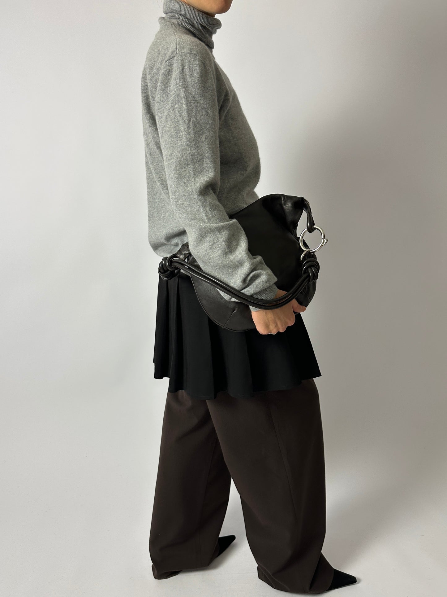 Leather shoulder bag | Dark Brown