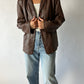 Leather blazer jacket | Brown